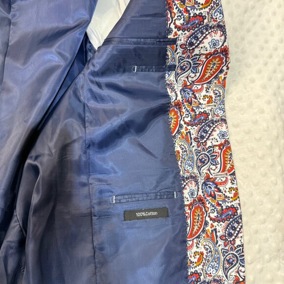 NWT Linea Uomo Multi Color Paisley Cotton 2Btn Mens Jacket Sport Coat Blazer 38R - Picture 11 of 14